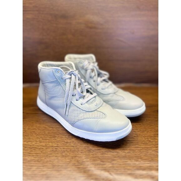 Cole Haan GrandPro High Top Gray Leather Perforated Women’s Sneakers Shoes Sz 6B - Picture 1 of 10